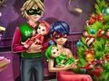 Gioco Natale in famiglia con ragazza punteggiata  in linea