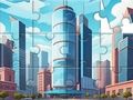 Gioco Puzzle: edifici della città  in linea
