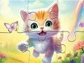 Gioco Puzzle: gattino con farfalla  in linea