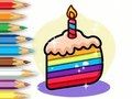 Gioco Libro da colorare: Torta di compleanno  in linea
