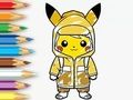 Gioco Libro da colorare: Pikachu impermeabile  in linea