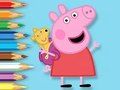 Gioco Libro da colorare: Peppa con orsetto giocattolo  in linea