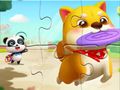 Gioco Puzzle: il piccolo panda gioca con l'animale domestico  in linea
