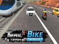 Gioco Gara in bici da trail contro corsa in treno  in linea
