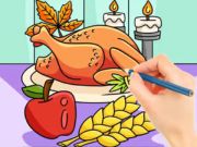 Gioco Libro da colorare: Pasto di tacchino del Ringraziamento  in linea