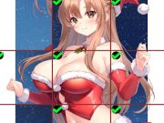 Gioco Puzzle di piastrelle con ragazze anime in vestito rosso  in linea