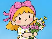 Gioco Puzzle rocchetto: piccola ragazza dei fiori  in linea