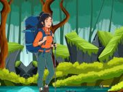 Gioco La ragazza raggiunge la destinazione escursionistica in linea