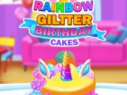 Gioco Torte di compleanno glitter arcobaleno in linea