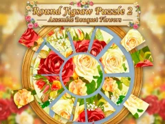 Gioco Round jigsaw Puzzle 2 - Assemble Bouquet flowers in linea
