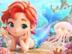 Gioco Jigsaw Puzzle: Chibi Mermaid Marshmallow Jellyfish in linea
