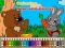 Gioco Coloring book: Bear and rabbit in linea