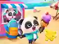 Gioco Jigsaw Puzzle: Baby Panda Ice Cream Car in linea