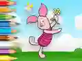 Gioco Coloring Book: Piglet Holds Toy Windmill in linea