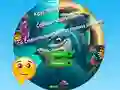 Gioco Round Jigsaw Puzzle Collect Pictures of Funny Ocean Inhabitants in linea