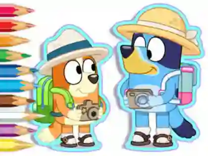 Gioco Coloring Book: Bluey Camping in linea