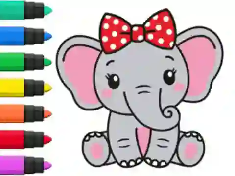 Gioco Coloring Book: Elephant in linea