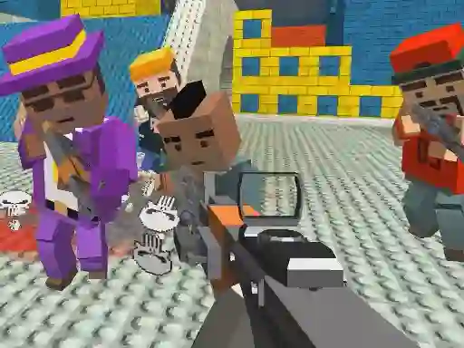 Gioco GunGame shooting warfare: blocky gangster in linea