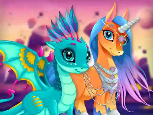 Gioco Cute Unicorns And Dragons Puzzle in linea