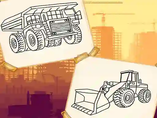 Gioco Construction Trucks Coloring in linea