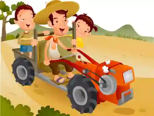 Gioco Cartoon Tractor Puzzle in linea