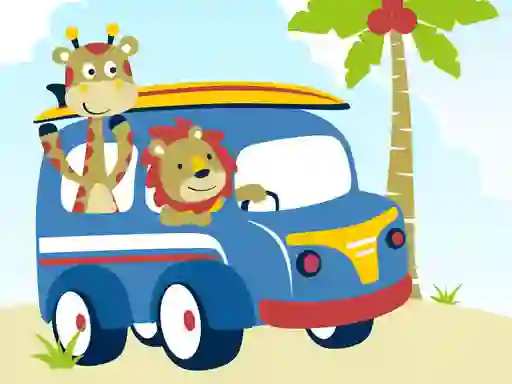 Gioco Cute animals with cars difference in linea