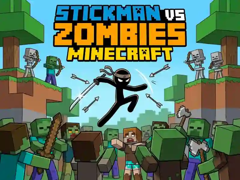 Gioco Stickman vs Zombies Minecraft in linea