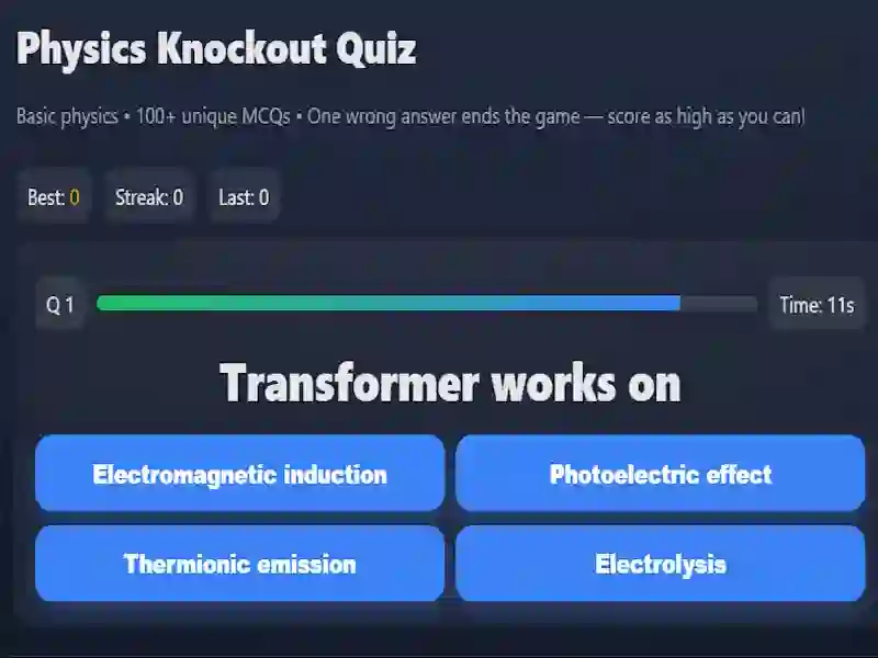 Gioco Physics knowledge quiz in linea