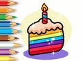 Gioco Libro da colorare: Torta di compleanno  in linea