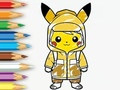 Gioco Libro da colorare: Pikachu impermeabile  in linea