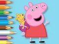 Gioco Libro da colorare: Peppa con orsetto giocattolo  in linea