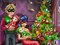 Gioco Natale in famiglia con ragazza punteggiata  in linea
