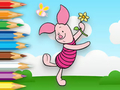 Gioco Libro da colorare: Il maialino tiene il mulino a vento del giocattolo  in linea