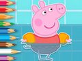 Gioco Libro da colorare: Peppa che nuota  in linea