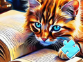 Gioco Puzzle: lettura del gatto  in linea