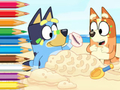 Gioco Libro da colorare: Bluey sulla spiaggia  in linea