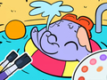 Gioco Libro da colorare: Nuoto con l'elefante  in linea