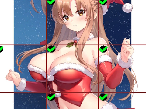 Gioco Puzzle di piastrelle con ragazze anime in vestito rosso  in linea
