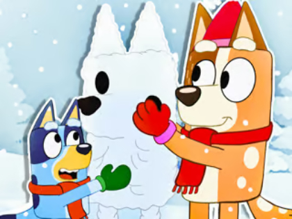 Gioco Puzzle: Pupazzo di neve di Natale blu  in linea
