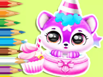 Gioco Libro da colorare: compleanno di Baby Fluff  in linea