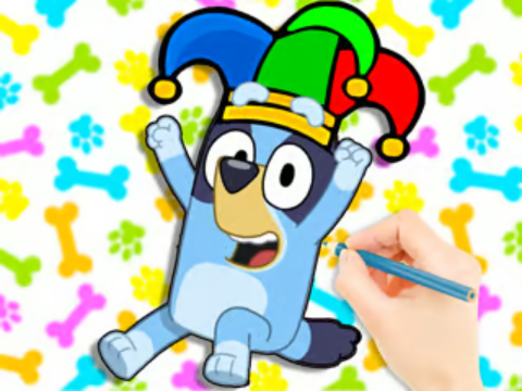 Gioco Libro da colorare: Clown Bluey  in linea