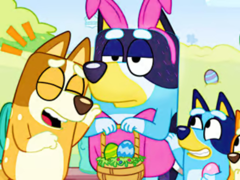 Gioco Puzzle puzzle: vestita di Pasqua blu  in linea