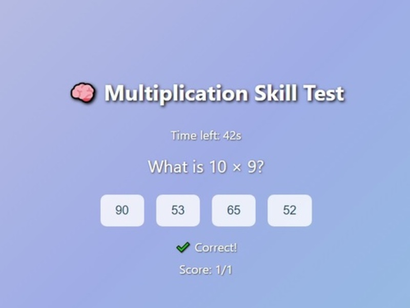 Gioco Test di abilità di moltiplicazione in linea