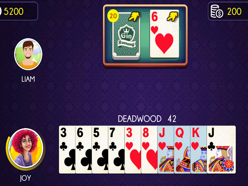 Gioco Gin Rummy in linea