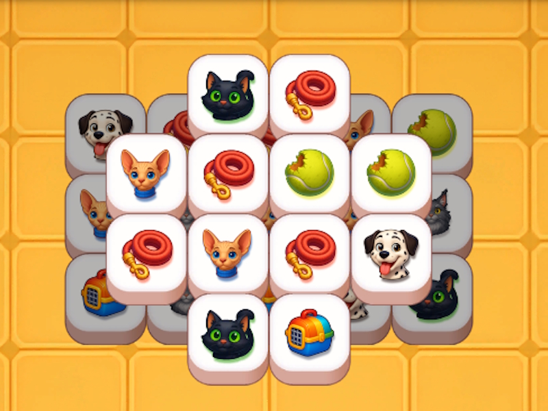 Gioco Animali domestici, trovare e unire la partita di piastrelle in linea